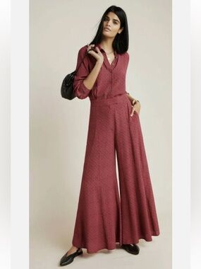 Anthropologie Loveland Wide-Leg Jumpsuit Sz 8